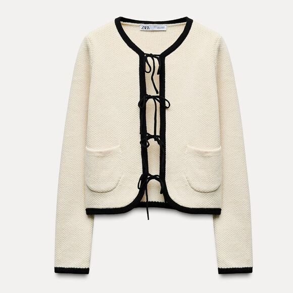 ZARA KNIT CARDIGAN WITH TIES - Picture 8 of 10